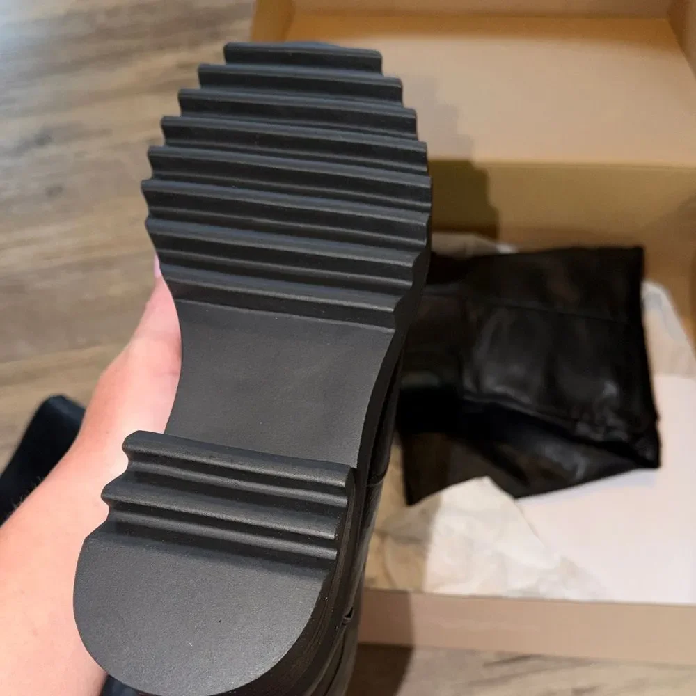 JustFab Black Tall Lug Sole Riding Boots